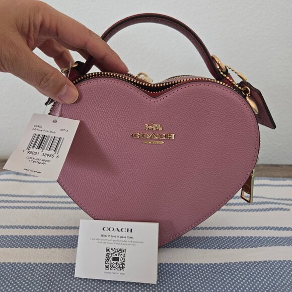 COACH C6952 - HEART CROSSBODY IN COLORBLOCK GOLD/TRUE PINK MULTI